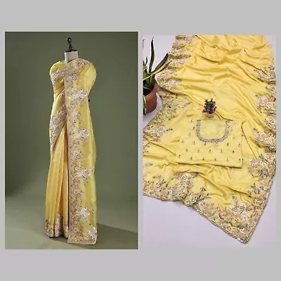 Bollywood Indian Sari Pakistani Ethnic Saree Designer Wedding Blouse Party Wear • $58.99