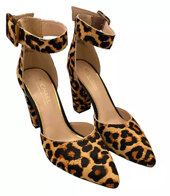 Michael By Michael Shannon Womens Romina Leopard Ankle Strap Pump  Size 8.5M New • $35