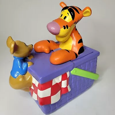 Disney Winnie The Pooh 10” Ceramic Cookie Jar- Tigger & Kangaroo Picnic Basket • $70