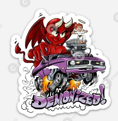 Muscle Car STICKER - Ratfink Style American Made Car Show Rat Fink Demon Fans • $5.49