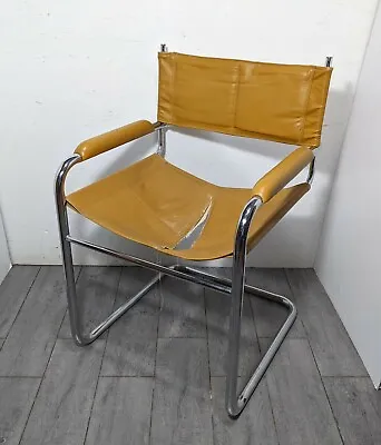 Vintage Mid Century Modern Chrome Steel Cantilever Sling Chair Mart Stam STYLE • $135