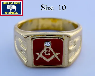 Masonic Ring - Gold Color - Size 10 ~ Free Shipping From Wyoming • $14.98