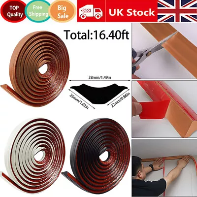 5M Self Adhesive Quadrant Trim Skirting Board Home Wall Inside Corner Decor 38mm • £11.57