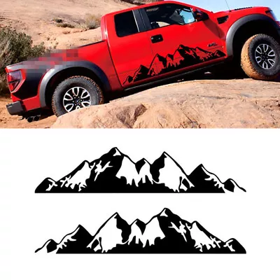2x Black Snow Mountain Car Side Body Vinyl Graphic Decal Sticker Truck Pickup RV • $28.88