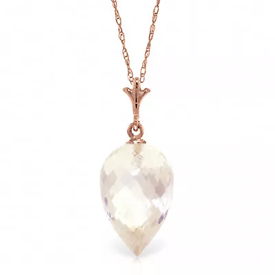 14k. Gold Necklace Pointy Briolette Drop White Topaz • $501.81