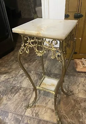 Rare Victorian Brass Stand W/Marble Top • $550