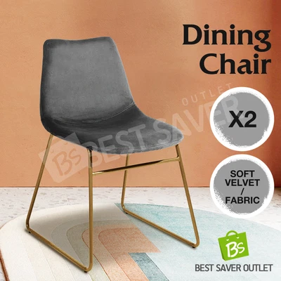 $89.75 • Buy Modern Dining Chairs Kitchen Chair Velvet Soft Fabric Seat Cafe Set Of 2 Grey