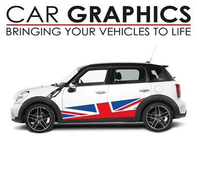 Fits Mini Cooper Side Racing Stripes Car Graphics Sticker Union Jack Flag UK • $35.59