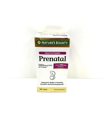 Nature's Bounty Prenatal Multivitamin W/ 200 MG DHA Softgels 60 Count • $4.99