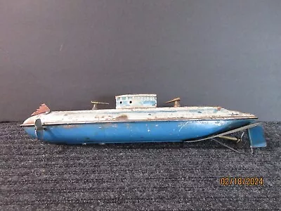 1940's WOLVERINE SUBMARINE TOY - ROUGH CONDITION - 2 DECK GUNS - NO KEY  AS IS  • $20