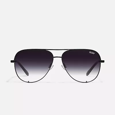 Quay Australia Like New High Key Black Aviator Sunglasses W Case X Desi Perkins • $38