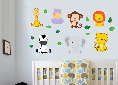 £5.99 • Buy Childrens Safari Animals With Leaves 18 Pack Wall Stickers Lion Tiger Elephant