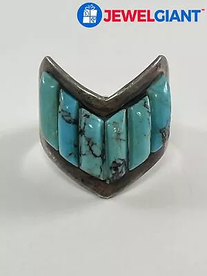 St Navajo Sterling Silver Turquoise Ring Size 11.75 Band Cut 9.2 G #ey986 • $9.99