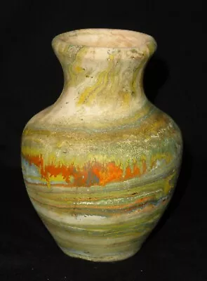 Vintage Nemadji (?) Pottery Vase Art Pottery Swirl Southwestern 4.5  Tall • $12.95