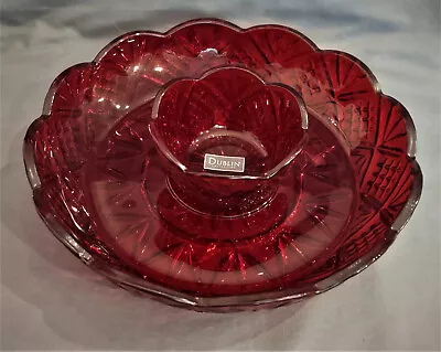 $29 • Buy Godinger Dublin Red Shannon Crystal Chip And Dip Serving Bowls Set Of 2 - LN