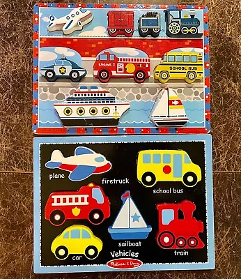 Melissa & Doug Chunky Vehicles Wooden Puzzles Lot Of 2 • $12