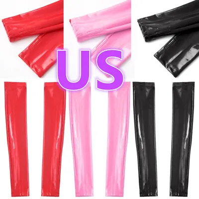 US Women's Patent Leather Gloves Fingerless Glossy Long Gloves Mitten Club Party • $3.95