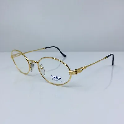 New Vintage FRED Lunettes Ketch Shiny Yellow Gold Eyeglasses Made France 51-21mm • $1899.99