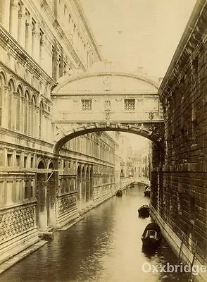 Venice Italy 1880 Photo Canal Bridge Of Sighs Gondola Vintage  • $399