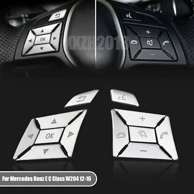 Chrome Steering Wheel Button Cover Trim For Mercedes Benz E C Class W204 12-16 • $30.33