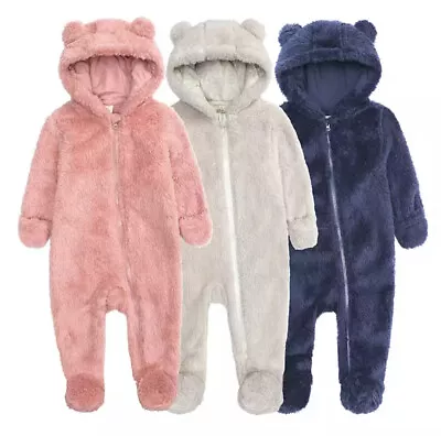 Baby Teddy Bear Pram Suit All In One Zip Up • £18.99