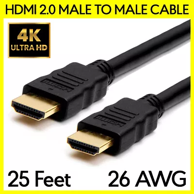 Long HDMI Cord 25 Feet HDMI 2.0 Male To Male Cable 4K 2160p 1080p 3D HDMI Cable • $22.49