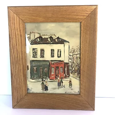 VTG Maurice Utrillo Wood Framed Under Glass “Lapin Agile  Art Print French • $16