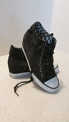 Daddy's $ High Top Lace Up Wedge Sneaker - Stars Embellishment Womens Size 8.5 • $29