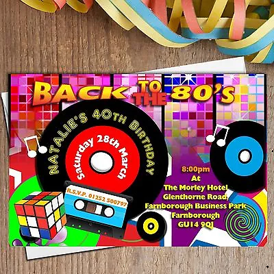 10 Personalised 80s Eighties Fancy Dress Birthday Party Invitations N179 • £5.49