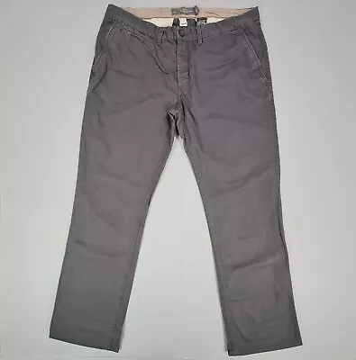 H&M LOGG Mens Chino Trousers Grey W38 L35 Cotton Pants • £9.99