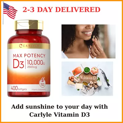 Vitamin D3 10000 IU 400 Softgels | Value Size | Max Potency | By CarlyleNon GMO • $13.49