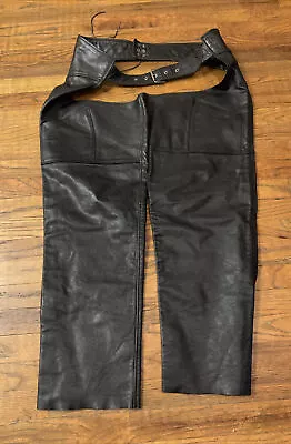 Pegasus Black Leather Chaps  100% Genuine Leather Vintage Motorcycle • $14.99