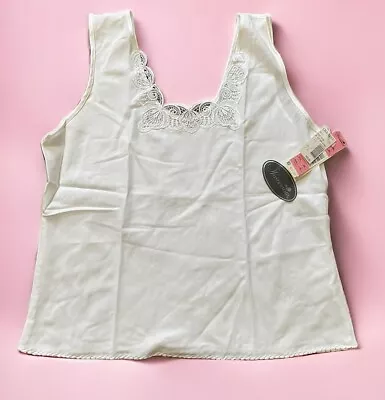 Vintage NOS Wondermaid Camisole White Lace Cami Size Large Non Cling USA #6472 • $9.99