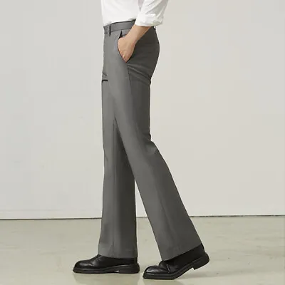 Men Bell Bottom Pants 60s 70s Flared Formal Dress Trousers Straight Stretch • $40.57