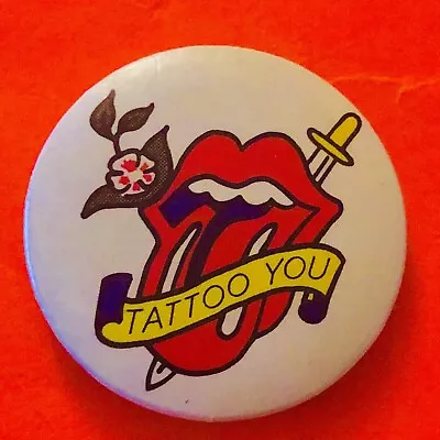 THE ROLLING STONES Band Pin Vintage 80s Tattoo You Pinback Button Badge VTG 1981 • $10.90