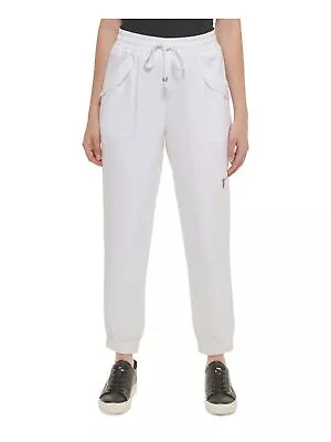 KARL LAGERFELD PARIS Womens White Drawstring Waist Jogger Cuffed Pants L • $9.99