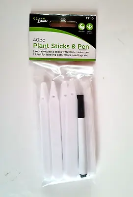 £2.85 • Buy 40 Plant Label White Tags Stick Garden Seed Pot Tray Markers Labels With Pen