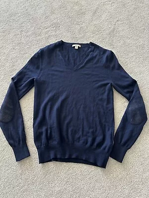 Burberry Men's Kempton Navy Merino Wool V-neck Sweater Size XS Retail $400 • $100