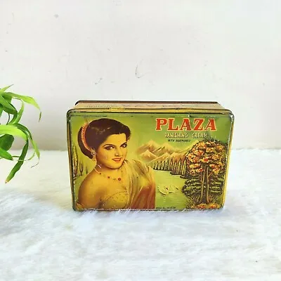 1950 Vintage India Lady Graphics Plaza Vanishing Cream Adv Litho Tin Box T922 • £113.08