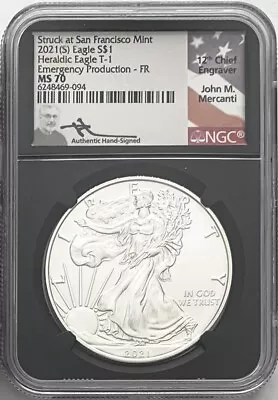2021(s) Silver Eagle Type 1 San Francisco Emergency Issue Fr Ngc Ms70 Mercanti • $31
