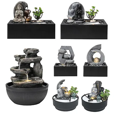 £28.95 • Buy Garden Ornament Fountain Waterfall Indoor Tabletop Water Feature LED Light Decor