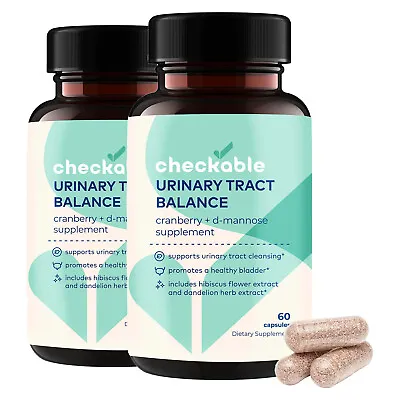 Checkable® UTI Supplement 1000mg D-Mannose Cranberry Hibiscus Dandelion - 2PK • $38.75