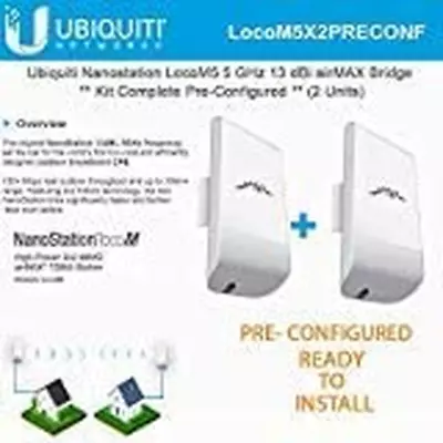 LocoM5 X 2 Units Bridge Kit Complete Pre-Configured Nanostation FREE SHIPPING US • $184.59