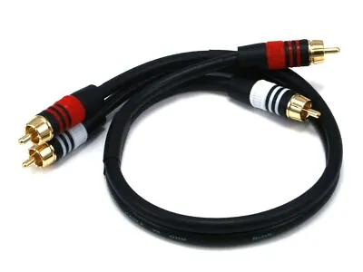 Monoprice Premium 2 RCA Plug/2 RCA Plug M/M Cable - 1.5 Feet - Black | 22AWG • $9.98