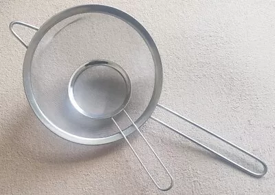 SIEVE Colander Strainer Large 20 Cm Small 10cm Stainless Steel Fine Wire Mesh  • £0.99