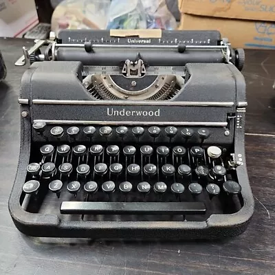 Vtg Antique Underwood Universal Portable Typewriter W/ Hard Carrying Case 1930s • $130