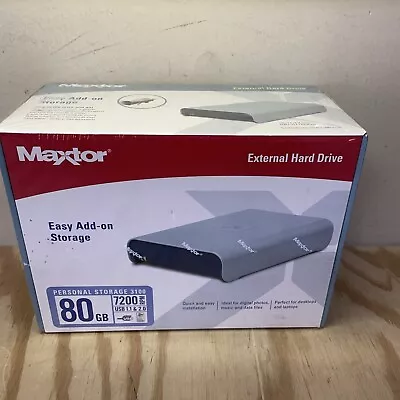 Maxtor 80GB External USB Hard Drive Personal Storage 3100 7200RPM - New SEALED • $39.99