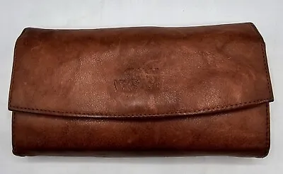 Vintage Gianni Versace Large Brown Leather Wallet Made In Italy • $93.06