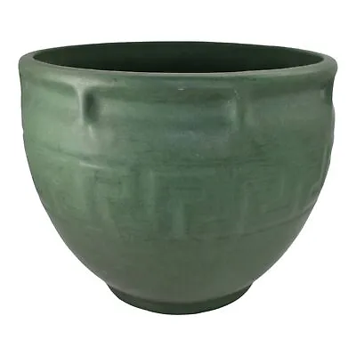 Brush McCoy 1910s Arts And Crafts Pottery Matte Green Greek Key Jardiniere 222 • $469.43