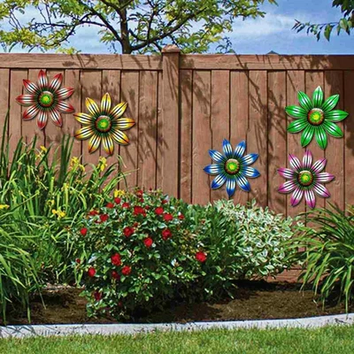£5.29 • Buy Metal Flower Wall Art Sculpture Outdoor Hanging Ornament Garden Home Decor UK